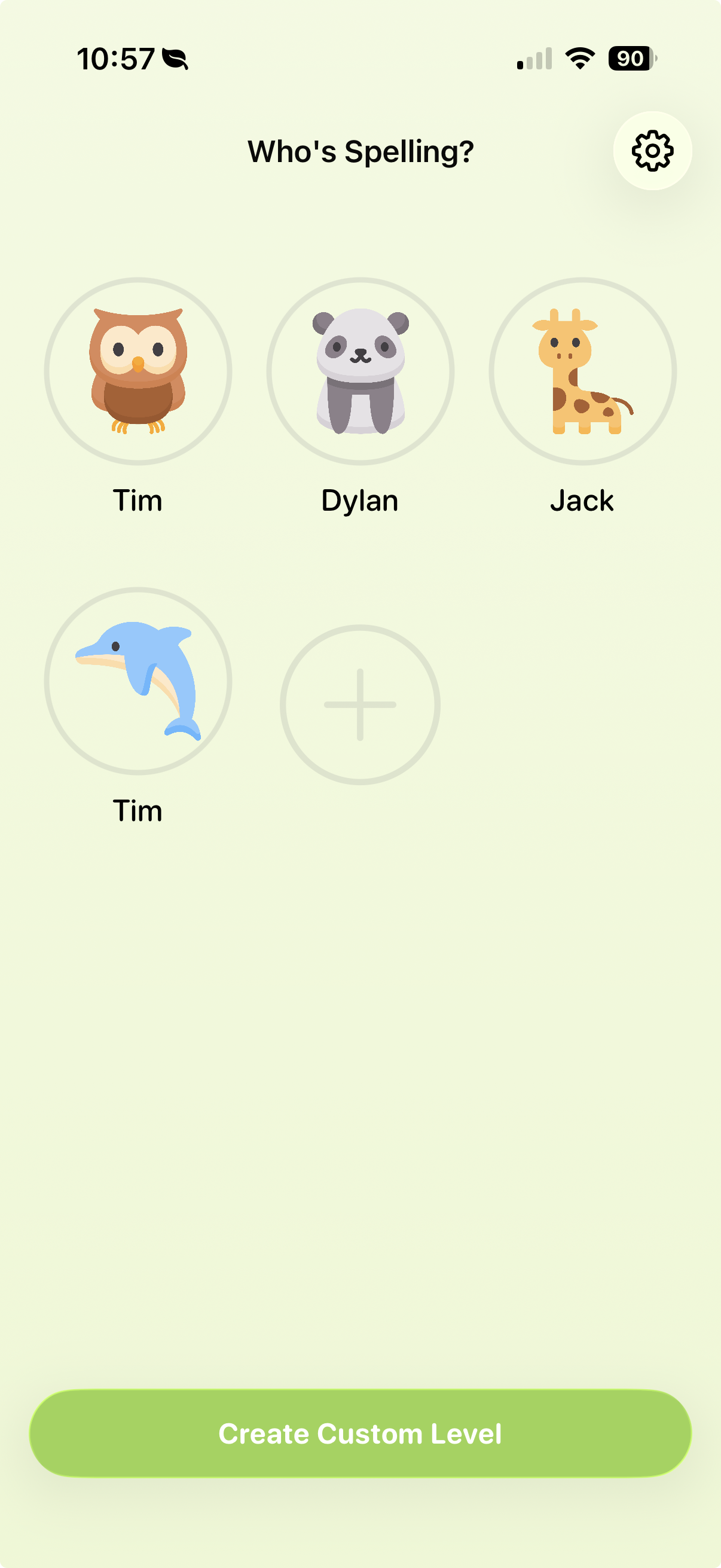 Beezy learner profile selection screen