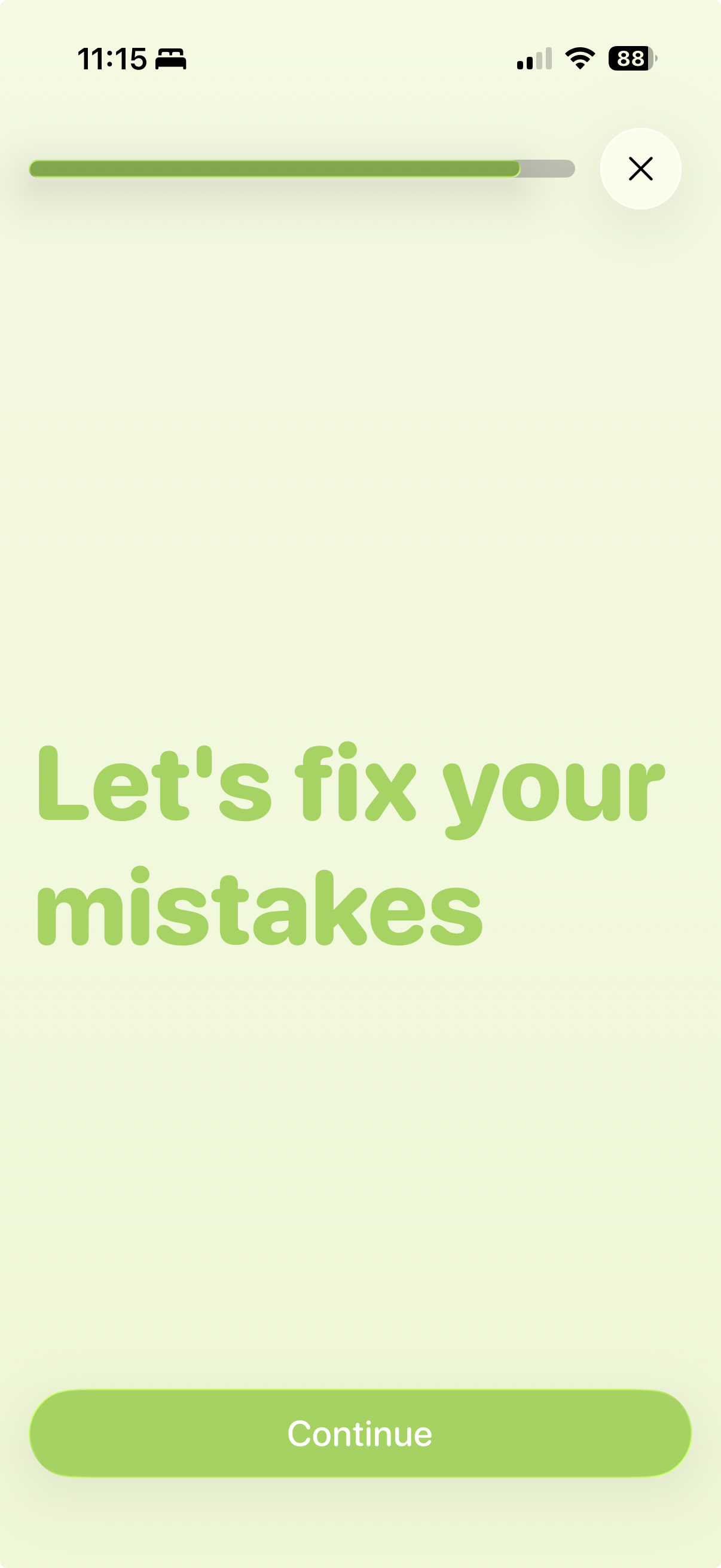 Beezy smart review screen for missed words